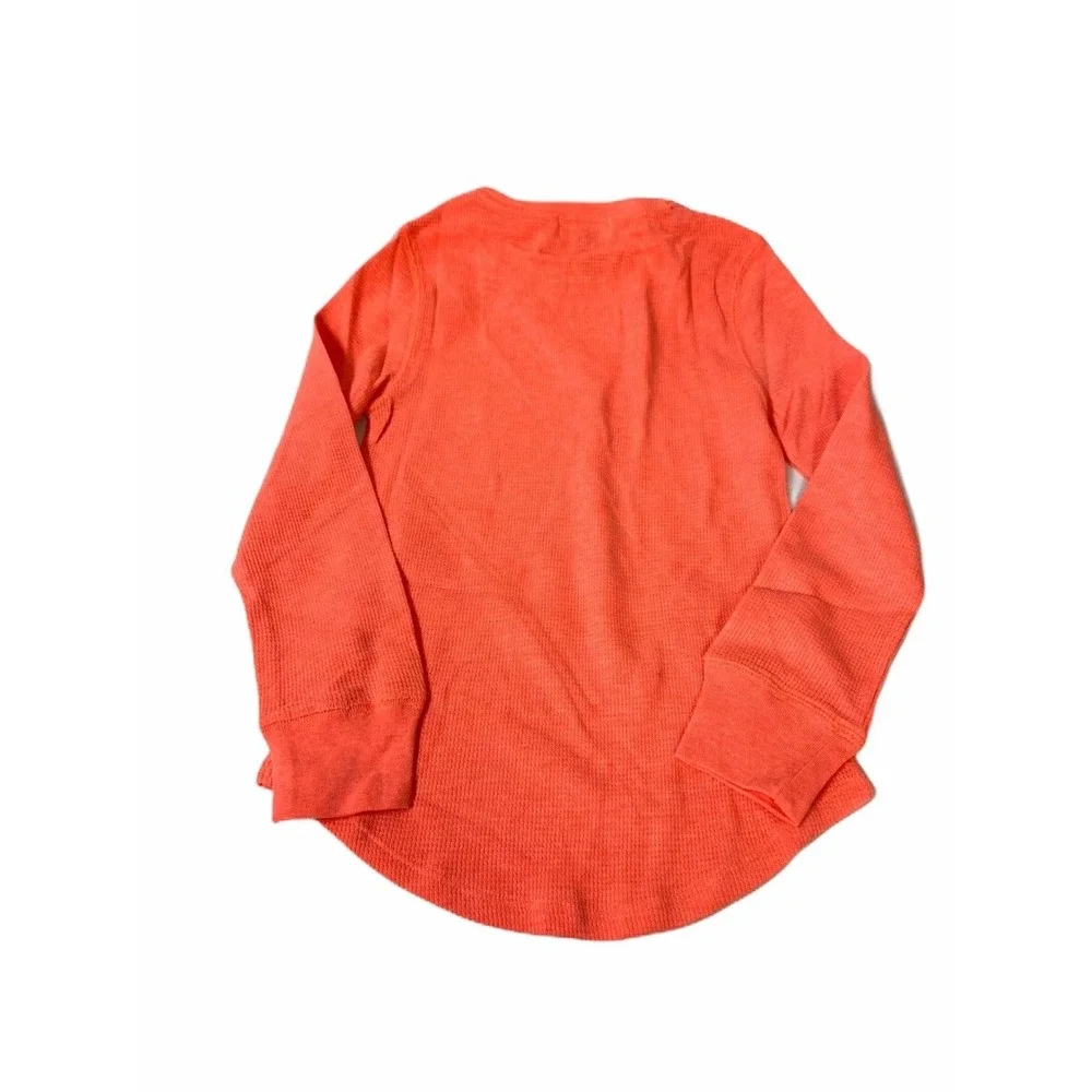 Old Navy Kids M 8 Neon Coral Own Your Dreams Waffle Knit Thermal Long Sleeve Tee